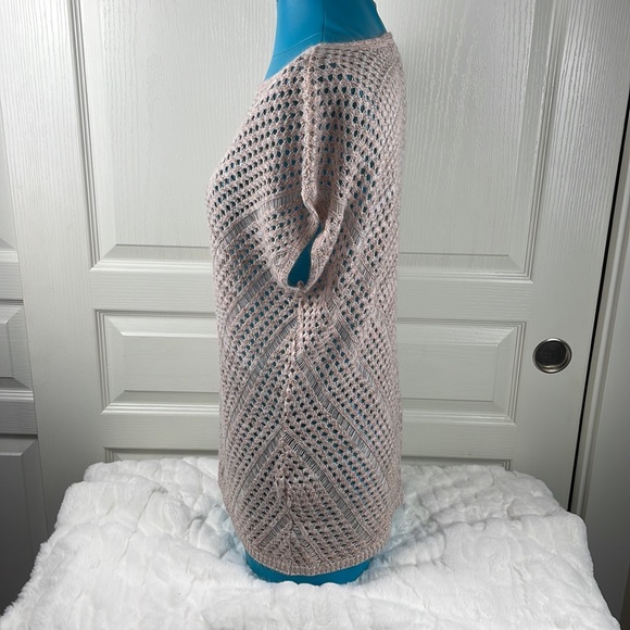 Dressbarn batwing open knit shortsleeve size large pink - Picture 2 of 7